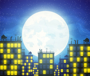 city skylines with cloudy moonlight vector