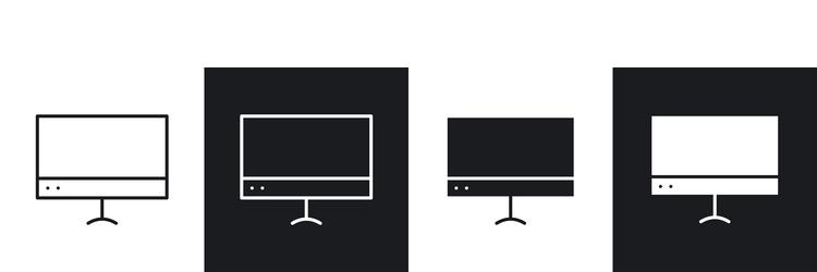 computer screen icons collection in black vector image