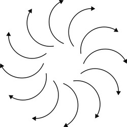 curved circular arrow radial concentric pointer vector image