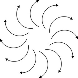 Curved circular arrow radial concentric pointer vector