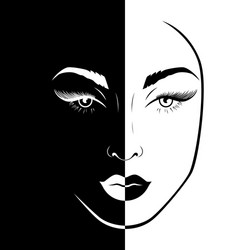 Female face in negative and positive Royalty Free Vector