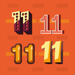 Six numbers eleven Royalty Free Vector Image - VectorStock