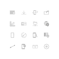 internet technologies linear thin icons set vector image