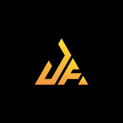 j f monogram initial logo with a yellow triangle vector image