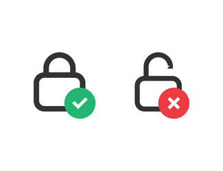 Locked and unlocked icon correct wrong status vector