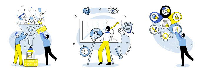 machine learning big data analytics combined vector image