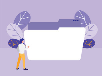 man using folder document vector image