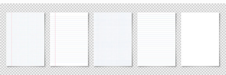 realistic blank lined paper sheets in a4 format vector