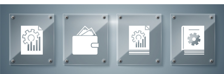 set user manual document with graph chart wallet vector image