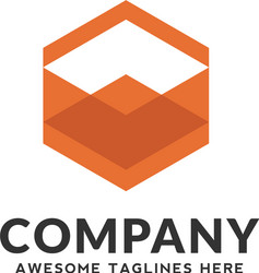 simple 3d box for softwareapp it logo design vector image