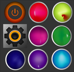 3d colorful power settings multipurpose buttons vector image