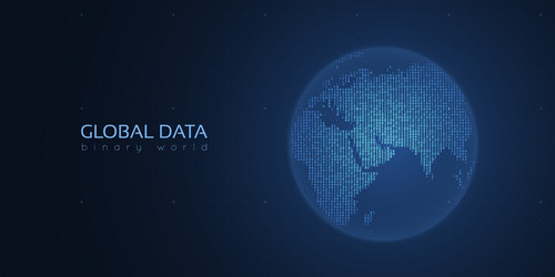 binary planet earth big data global analytics vector image