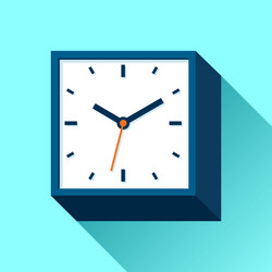 clock icon in flat style square timer on blue bac vector