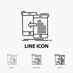 data transfer mobile management move icon in thin vector image