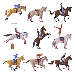 equestrian sports set people riding horses Vector Image