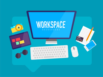 Flat design workspace in messaging cloud box vector