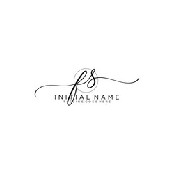 fs initial handwriting logo with circle template vector image