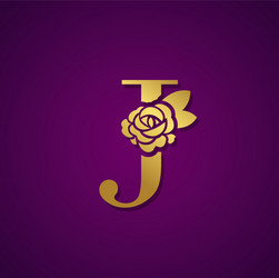 Gold letter with rose flower for fashion logo vector