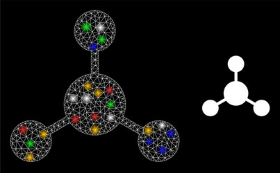 net node links glare icon with colorful lightspots vector image