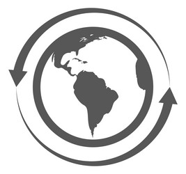orbiting icon circular motion around world map vector image