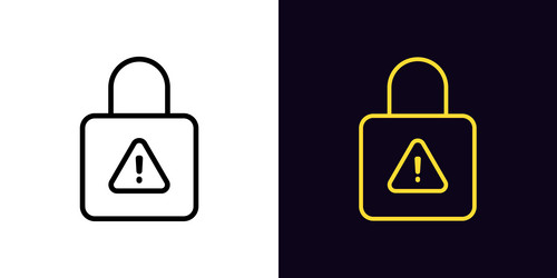 outline lock warning icon with editable stroke vector image