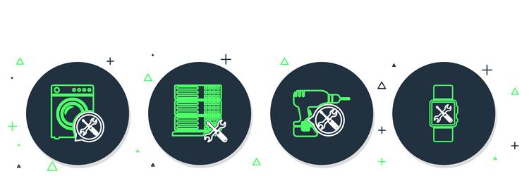 set line database server service drill machine vector image
