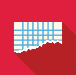 torn piece of graph paper with a red background vector image