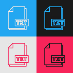 color line txt file document download button vector image