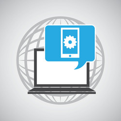 globe computer mobile gear communication vector image