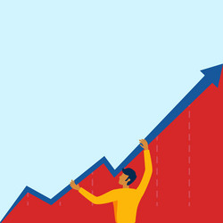 man standing drawing holding graph arrow showing vector image