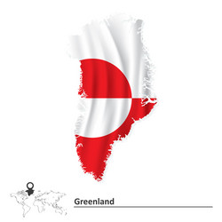 Map of greenland with flag vector