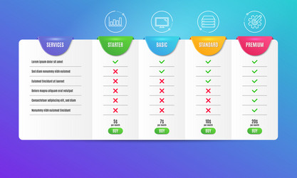 servers report diagram and monitor icons set vector