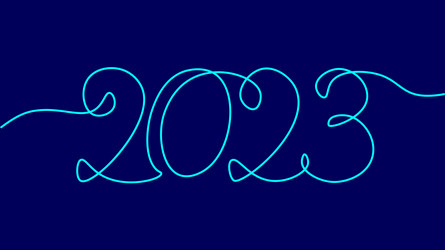 2023 new year single continuous line art holiday vector