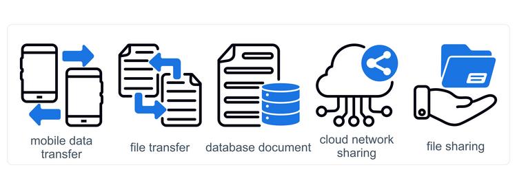 a set of 5 business icons as mobile data transfer vector image
