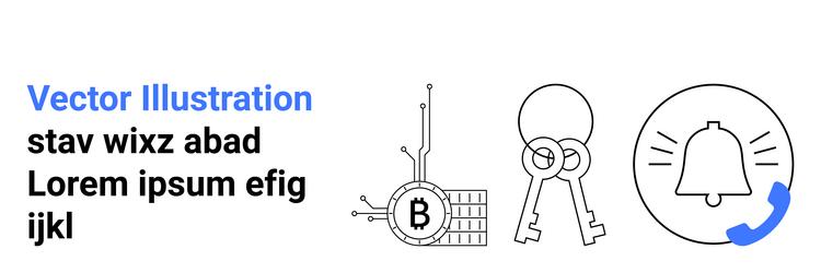 bitcoin mining key security and notification vector image