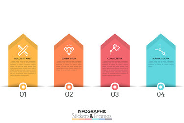 four colorful pointer-like elements with numbers vector