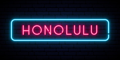 Honolulu neon sign bright light signboard vector