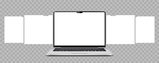 Laptop with blank web pages mockup for showing vector