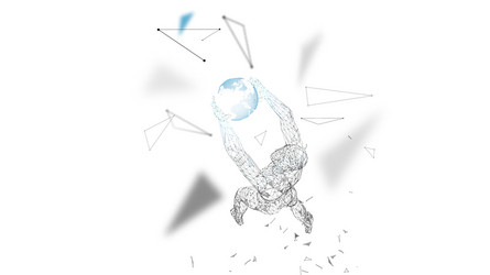 conceptual abstract man holds a world globe vector image