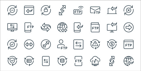 data transfer line icons linear set quality vector image
