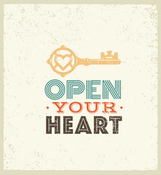 Open your heart cute whimsical motivation quote vector