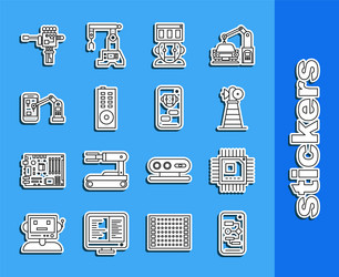 set line algorithm processor with microcircuits vector image