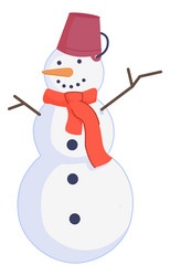 Snowman icon cute cartoon winter character vector