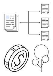 workflow management diagram with documents coin vector image