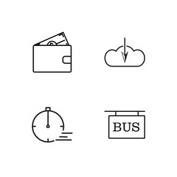 Business simple outlined icons set vector