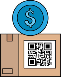 code qr in box with coin isolated icon vector image