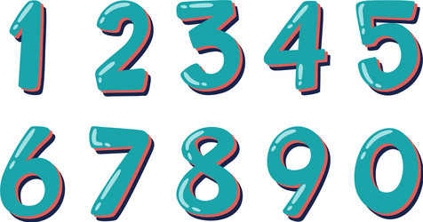 font design for number one to zero on white vector image