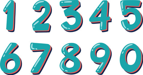 font design for number one to zero on white vector