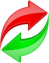 Red and green arrows in circular motion recycle vector