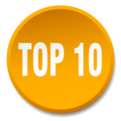 top 10 orange round flat isolated push button vector image